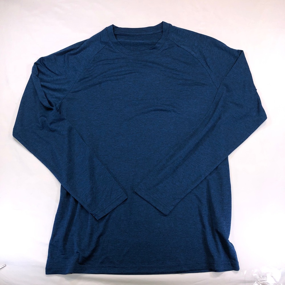 Lot of 2 Mens Long Sleeve Performance Shirts Blue Grey Size L Raglan Athletic
